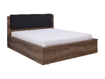 Manželská postel 160 cm Desayuno P (dub monastery + černá ekokůže) (s roštem)