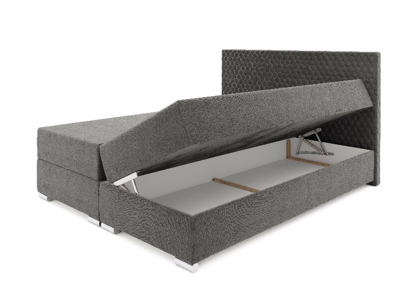 Kontinentální postel 140 cm Harlan Comfort (světle šedá) (s roštem, matrací a úl. prostorem)