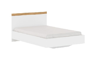 Manželská postel 120 cm Vina (bílá + dub wotan) (bez roštu a matrace)