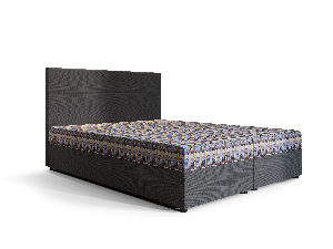 Manželská postel Boxspring 160 cm Skonto (tmavě šedá + vzor pletený) (s matrací a úložným prostorem)