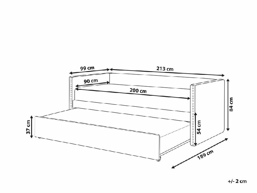 Jednolůžková postel 200 x 90 cm Tish (šedá) (s roštem)