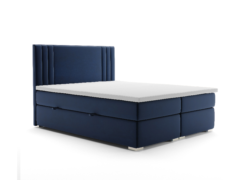 Kontinentální postel 140 cm Morcano (tmavě modrá) (s úložným prostorem)