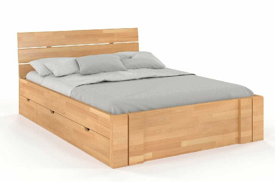 Manželská postel 200 cm Naturlig Tosen High Drawers (buk)