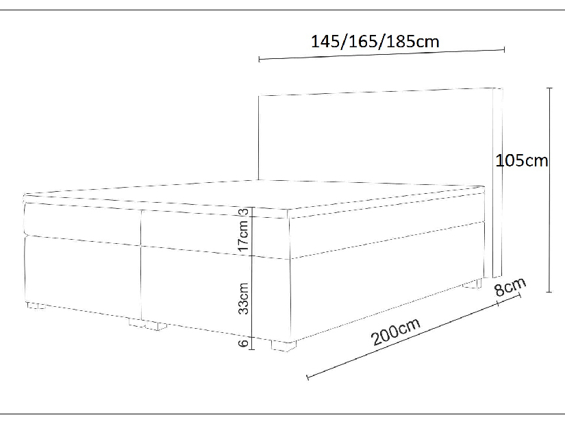 Manželská postel Boxspring 160 cm Simon (šedá) (s matrací, bez úložného prostoru)