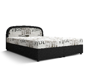 Manželská postel Boxspring 180 cm Brick (tmavě hnědá + vzor vlny) (s matrací a úložným prostorem)