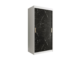 Šatní skříň 100 cm Marbelo T (matná bílá + černý mramor)