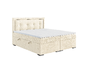 Kontinentální postel 140 cm Veronica (krémová) (s matrací a úl. prostorem)