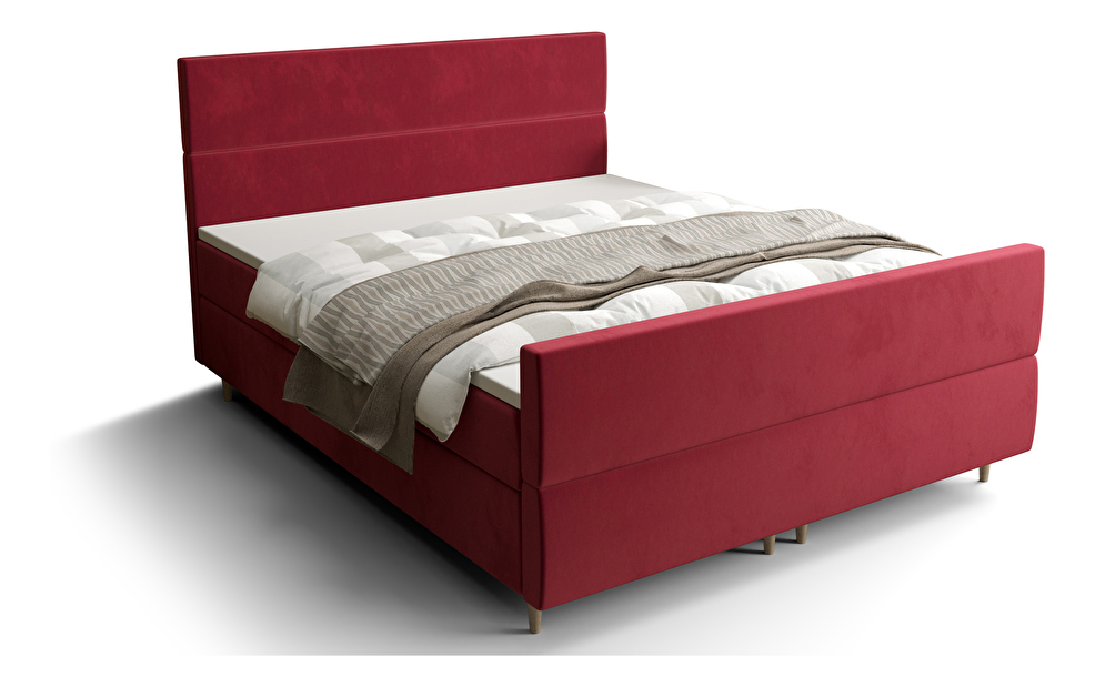 Manželská postel Boxspring 160 cm Flu Plus Comfort (bordó) (s matrací a úložným prostorem)