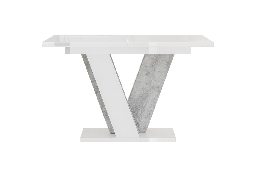 Jídelní stůl Venag (lesk bílý + kámen) (pro 4 až 6 osob)