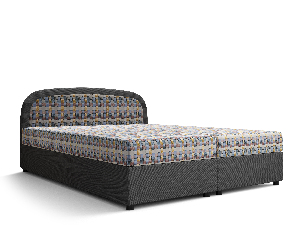 Manželská postel Boxspring 160 cm Brick (tmavě šedá + vzor pletený) (s matrací a úložným prostorem)