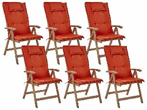 Set 6 ks zahradních židlí Amati (tmavé dřevo + červená)