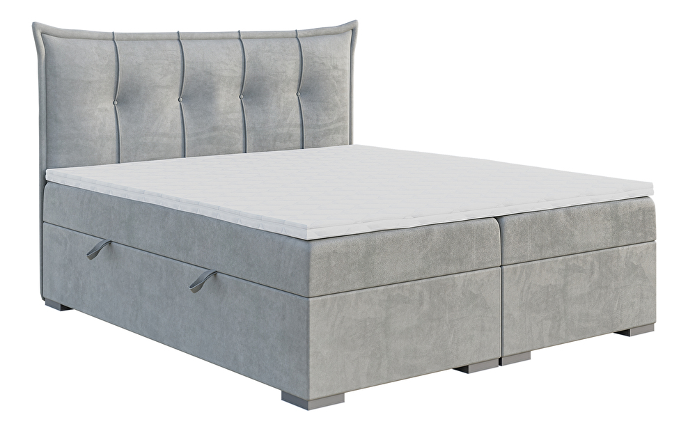 Kontinentální postel 180 cm Mirage (světle šedá) (s matrací a úl. prostorem)