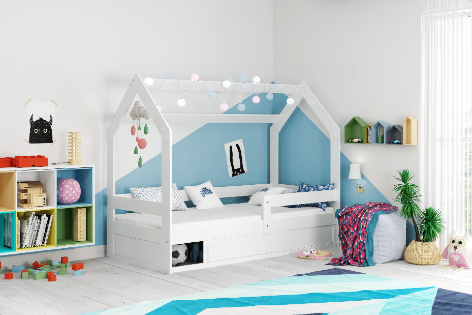 Dětská postel 80 cm Dormo (bílá) (s roštem, matrací a úl. prostorem)