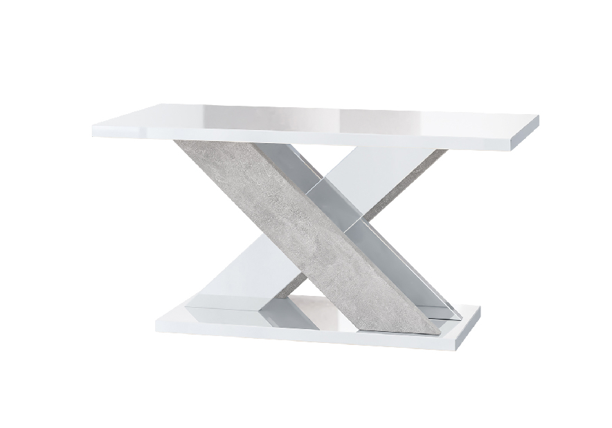 Konferenční stolek Xalin (lesk bílý + kámen)