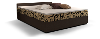 Manželská postel Boxspring 160 cm Ceren (vzor + tmavě hnědá) (s matrací a úložným prostorem)