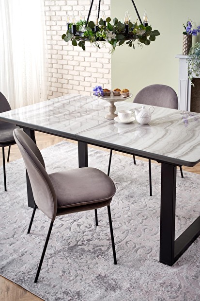 Jídelní stůl Malan (bílá + šedá + černá) (pro 6 a 8 osob)