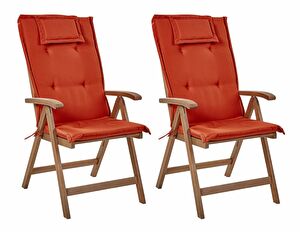 Set 2 ks zahradních židlí Amati (tmavé dřevo + červená)