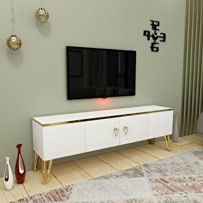 TV stolek/skříňka Capari (Bílá + Zlatá)