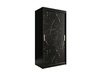 Šatní skříň 100 cm Marbelo T (matná černá + černý mramor)
