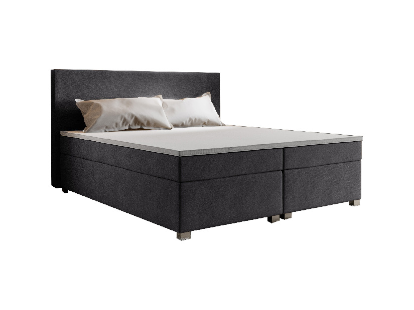 Manželská postel Boxspring 160 cm Simon (tmavě šedá) (s matrací, bez úložného prostoru)