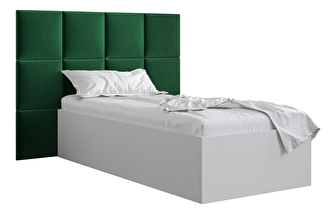 Jednolůžková postel s čalouněným čelem 90 cm Brittany 4 (bílá matná + zelená) (s roštem)