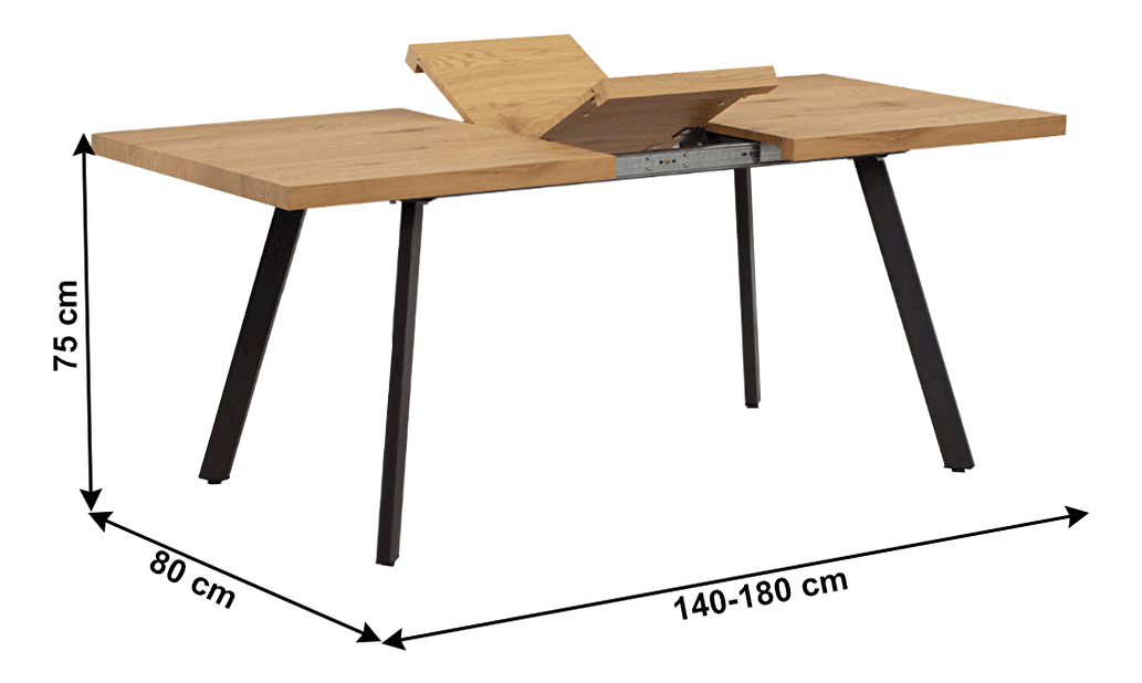 Jídelní stůl Nelen (pro 6-8 osob) (dub + kov)