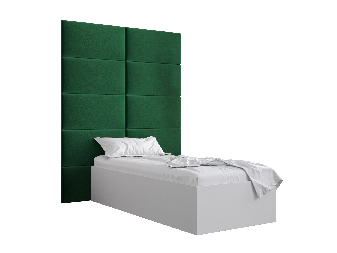 Jednolůžková postel s čalouněným čelem 90 cm Brittany 1 (bílá matná + zelená) (s roštem)