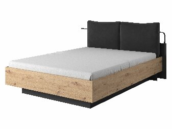 Manželská postel 160 cm  Nedra (bez matrace a roštu) (dub artisan + antracit)
