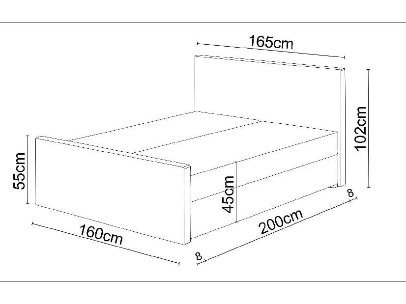 Manželská postel Boxspring 200 cm Milagros 1 (černá) (s matrací a úložným prostorem)