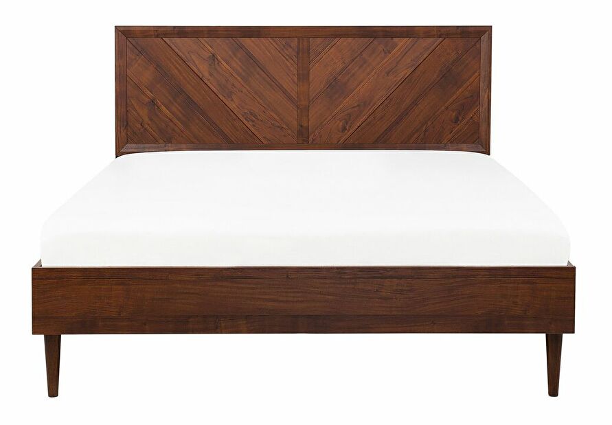 Manželská postel 140 cm MILLET (s roštem a LED osvětlením) (tmavé dřevo)