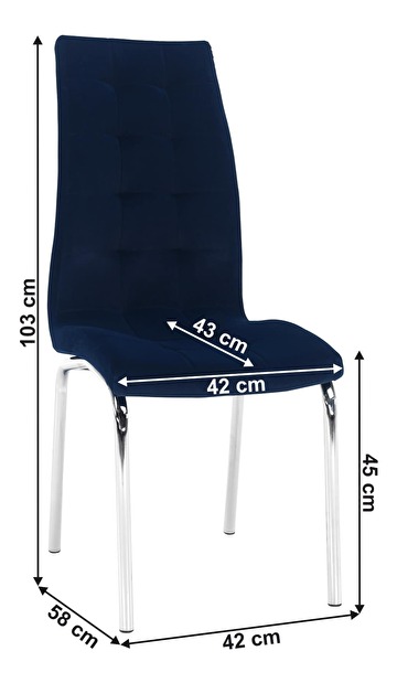 Jídelní židle Harison NEW (modrá + chróm)