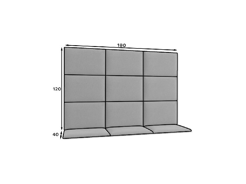 Set 12 čalouněných panelů Quadra 180x120 cm (tmavěšedá)