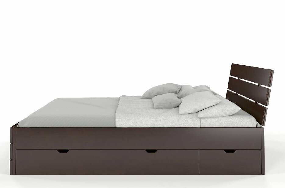 Manželská postel 200 cm Naturlig Lorenskog High Drawers (buk)