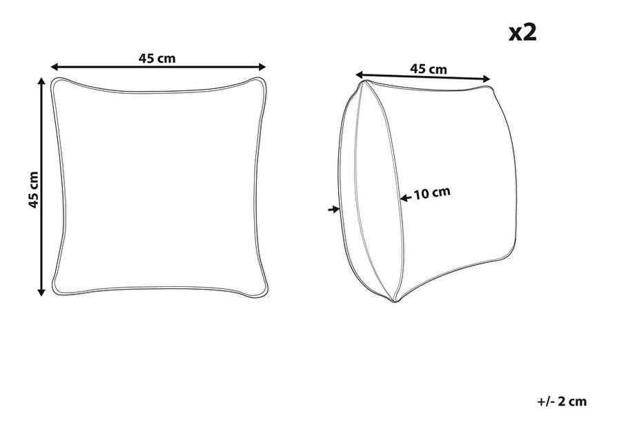 Sada 2 ozdobných polštářů 45 x 45 cm Meada (bílá)