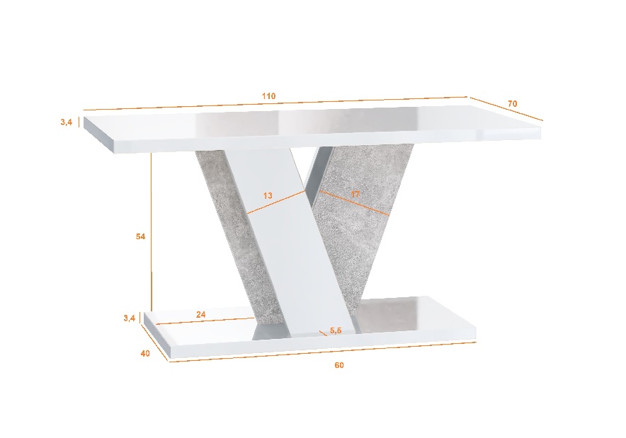 Konferenční stolek Venag (světle šedá + bílá)