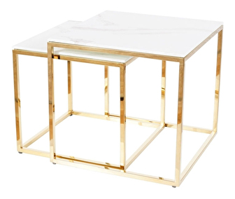 Konferenční stolek Glynis (mramor + zlatá)