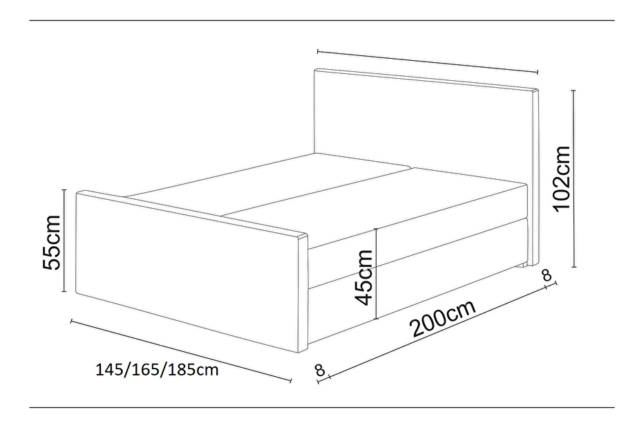 Manželská postel Boxspring 200 cm Milagros Comfort 2 (šedá) (s matrací a úložným prostorem)