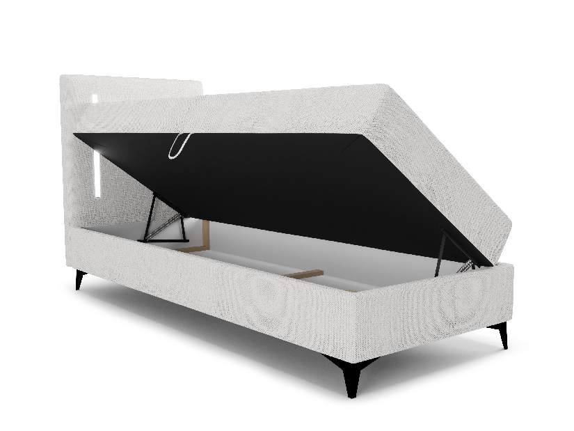 Jednolůžková postel 90 cm Ortega Bonell (šedá) (s roštem, s úl. prostorem) (s LED osvětlením)