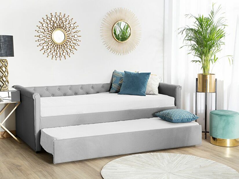 Rozkládací postel 80 cm LISABON (s roštem) (světle šedá)