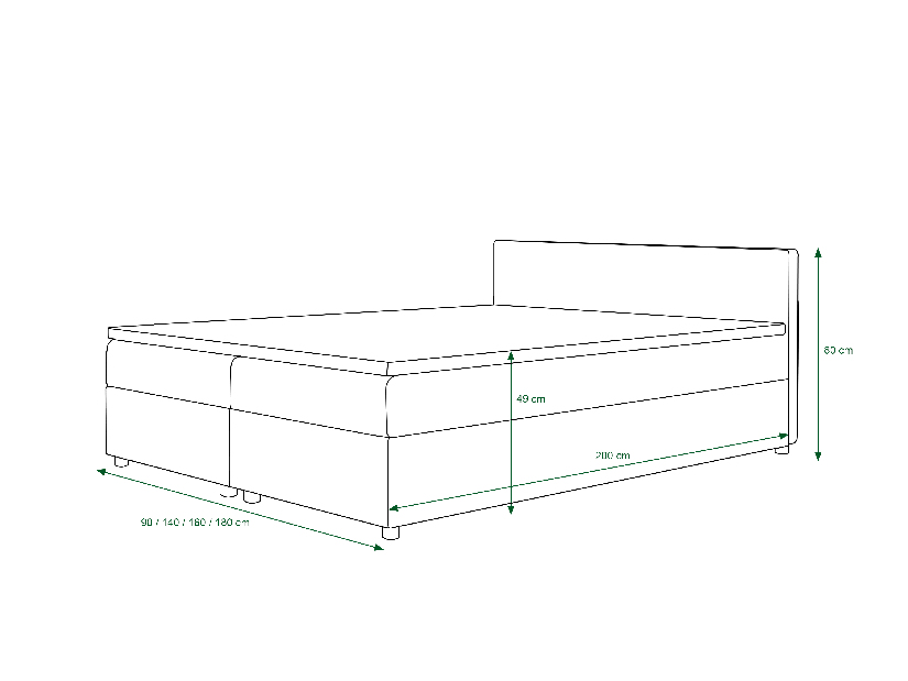 Manželská postel Boxspring 180 cm Linda (vzor + světle hnědá) (s matrací a úložným prostorem)