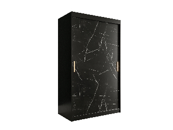 Šatní skříň 120 cm Marbelo T (matná černá + černý mramor)