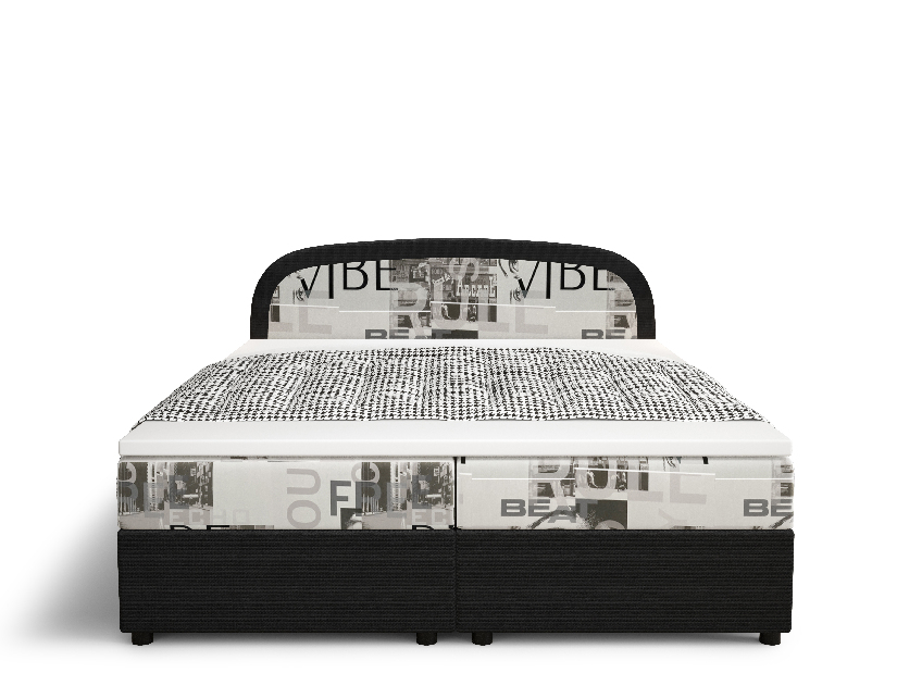 Manželská postel Boxspring 160 cm Brick (tmavě hnědá + vzor vlny) (s matrací a úložným prostorem)