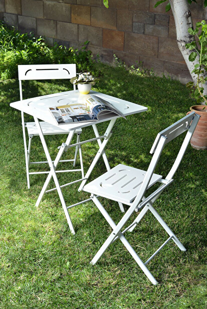 Sada zahradního stolu a židlí (3 kusy) Bonita (bílá)
