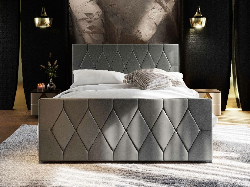 Manželská postel 180 cm Alex (šedá) (s roštem a úložným prostorem)