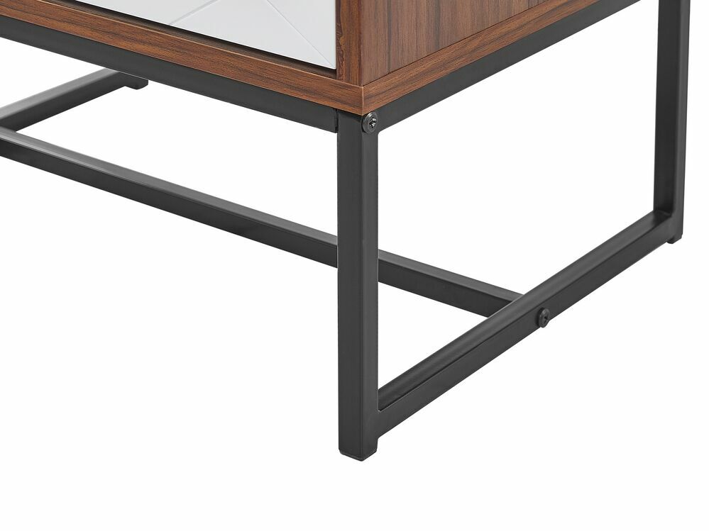 Noční stolek NAVVEA (tmavé dřevo + bílá)