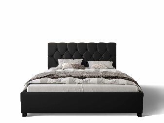 Manželská postel 180 cm Sylvie (černá) (s roštem a úložným prostorem)