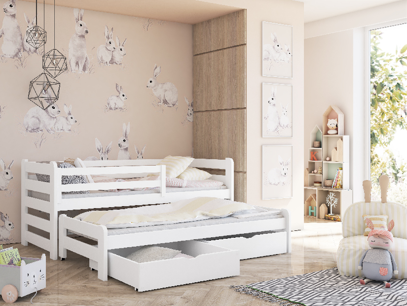 Dětská postel 90 cm Simo (bílá) (s roštem) *výprodej