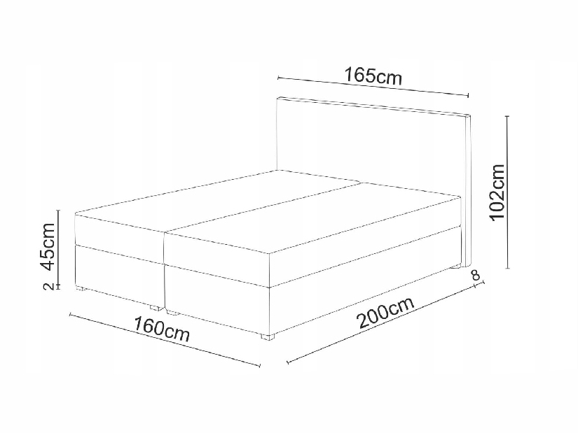 Kontinentální postel 160x200 cm Mimosa Comfort melirovaná černá + černá) (s roštem a matrací)