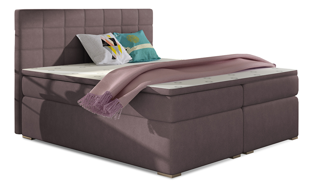 Kontinentální postel 160 cm Abbie (růžová) (s matracemi)