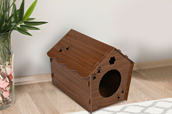 Dřevěný domeček pro kočky Habiba (ořech)